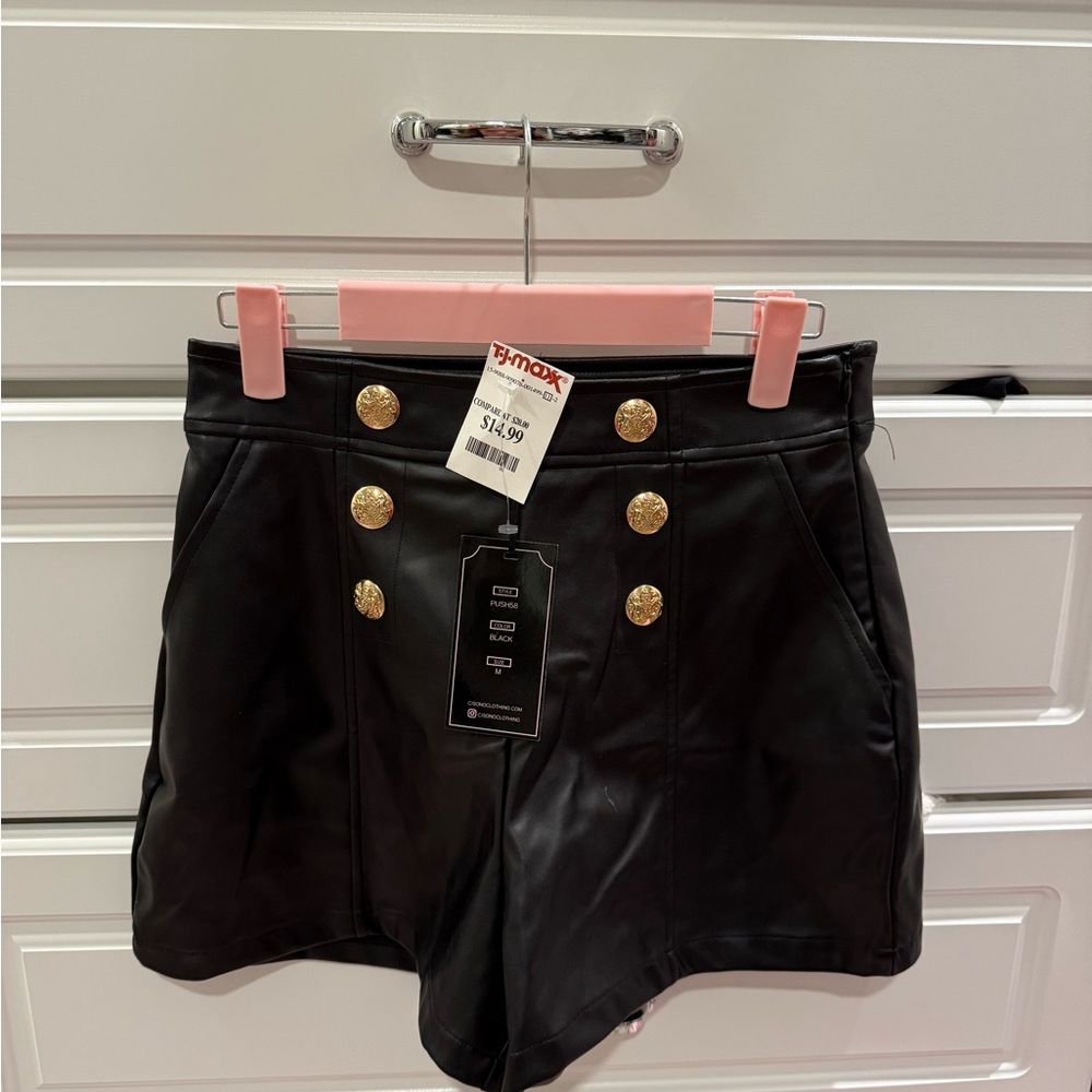 Black High-Waisted Buttoned Women Shorts